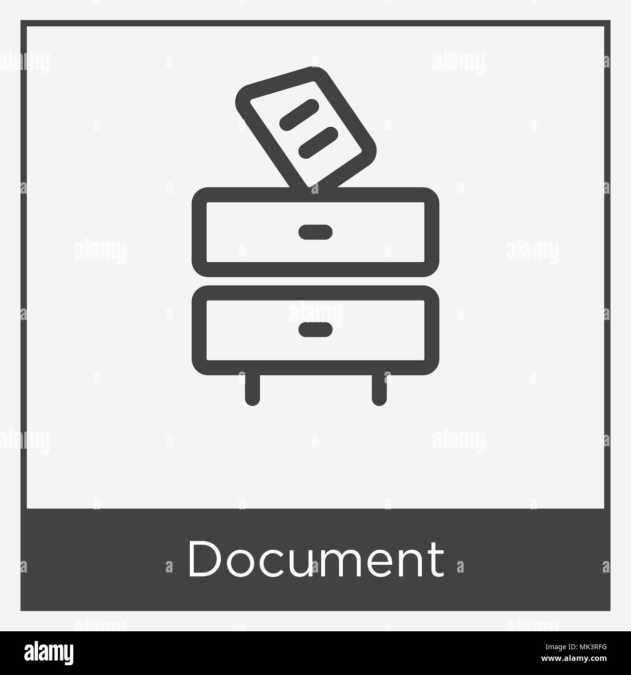 Document icon isolated on white background with gray frame, sign and ...