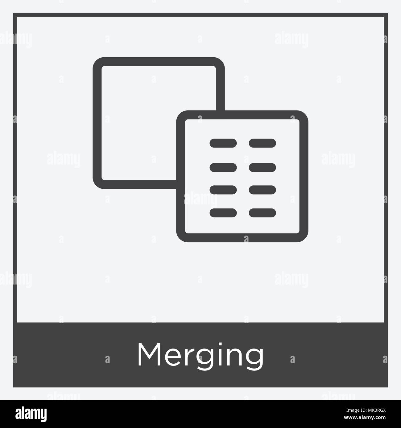 Merging icon isolated on white background with gray frame, sign and ...