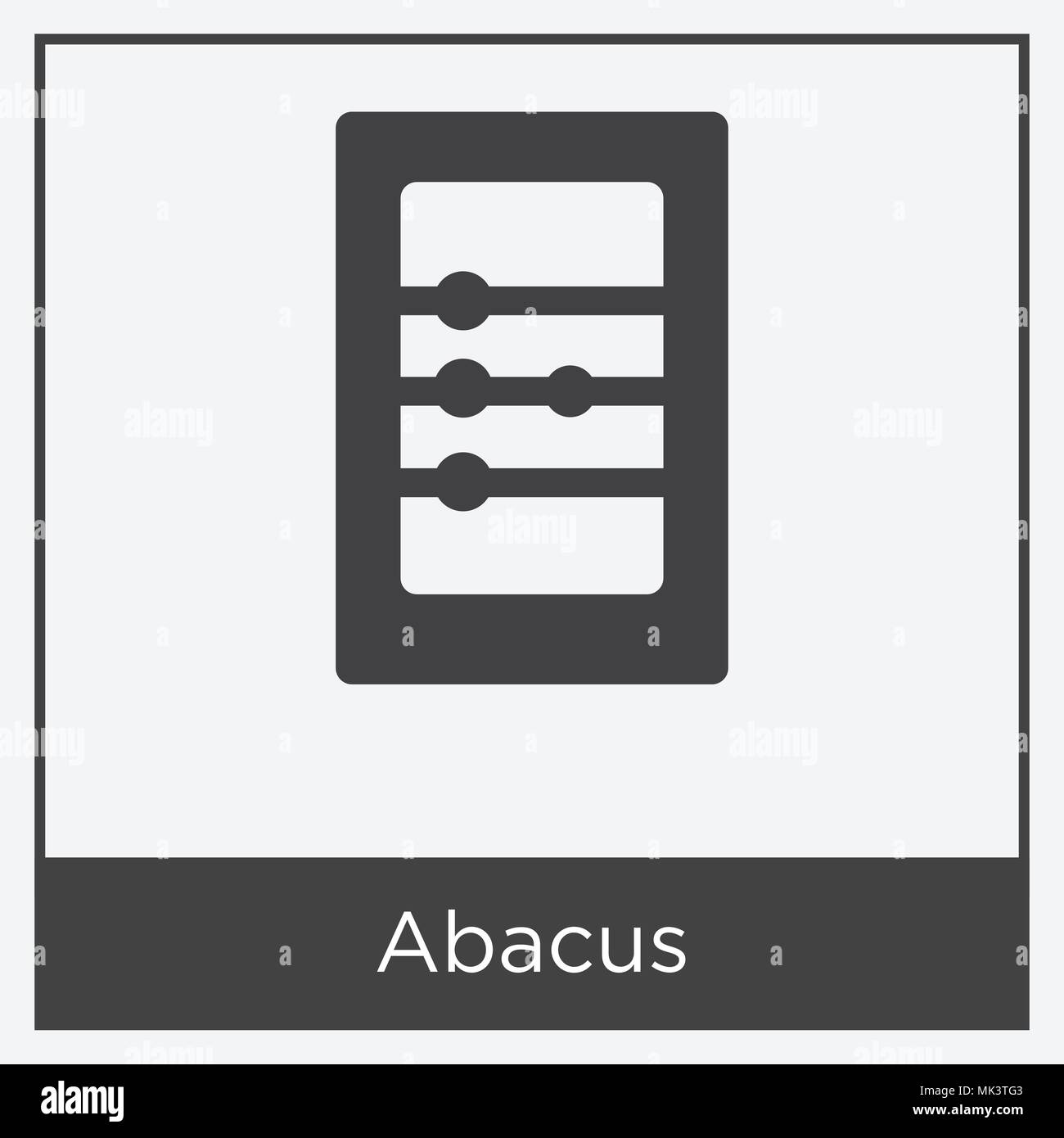 Abacus icon isolated on white background with gray frame, sign and ...