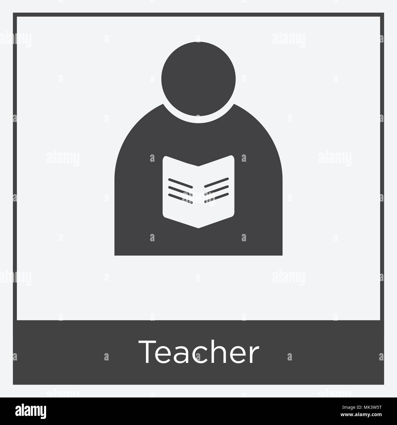 Teacher icon isolated on white background with gray frame, sign and symbol Stock Vector