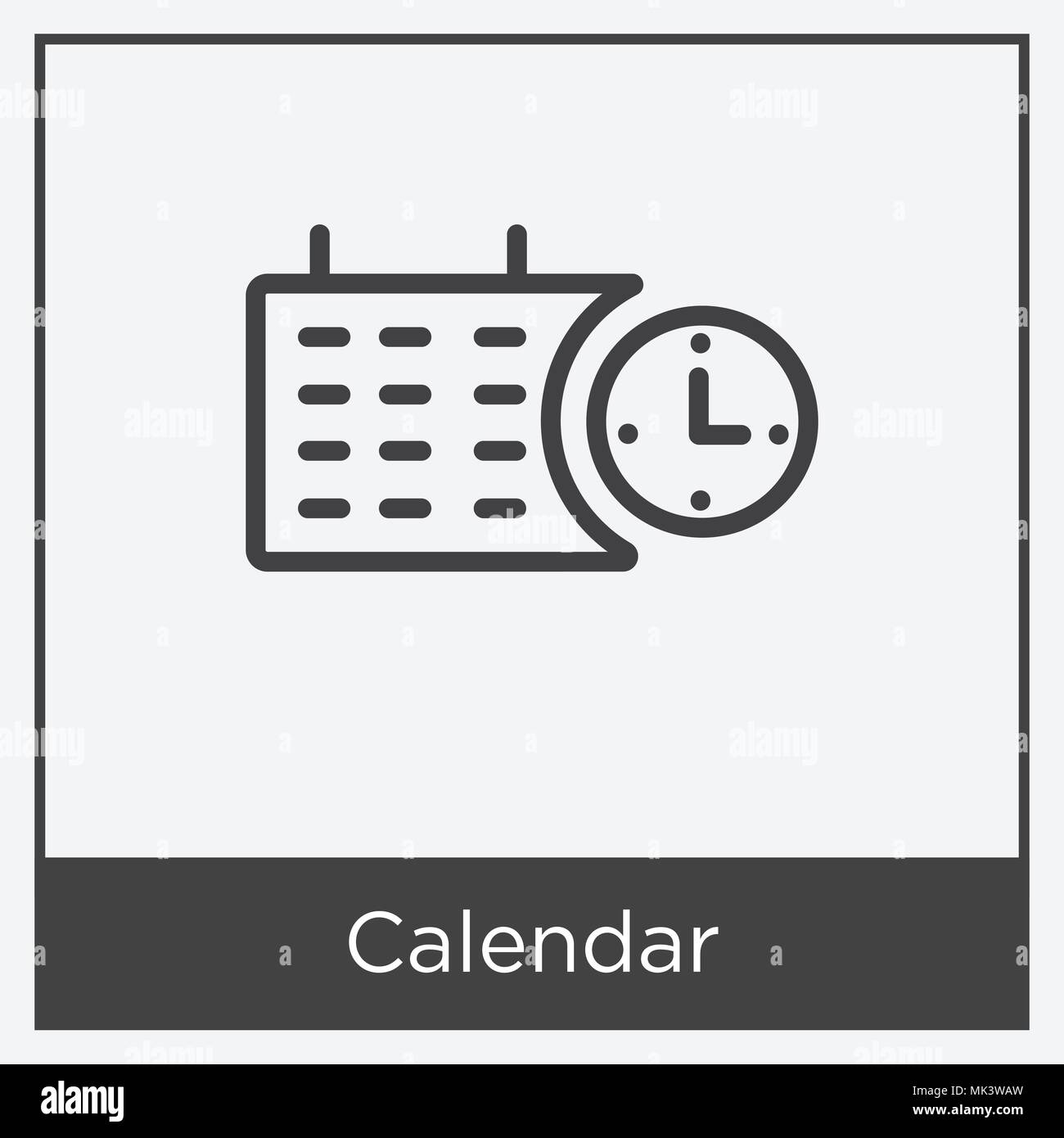 Calendar icon isolated on white background with gray frame, sign and ...