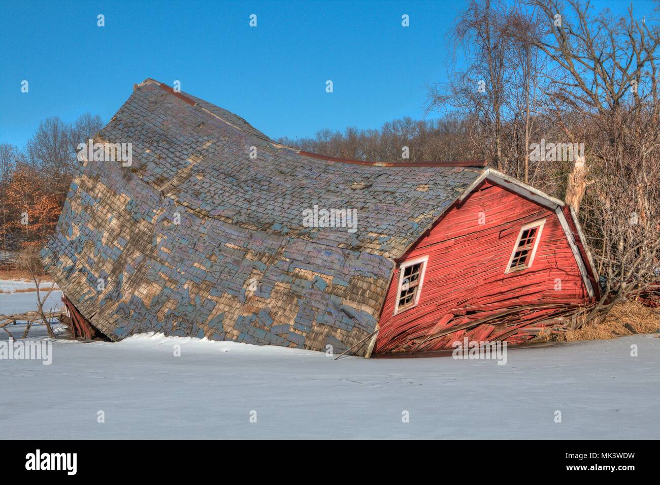 The Sinking Red Barn Was Located Near The Twin Cities In Minnesota
