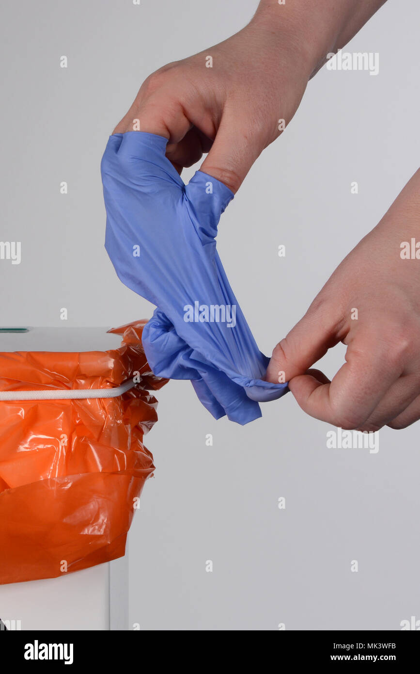 Hand hygiene, glove use in medical care Stock Photo Alamy