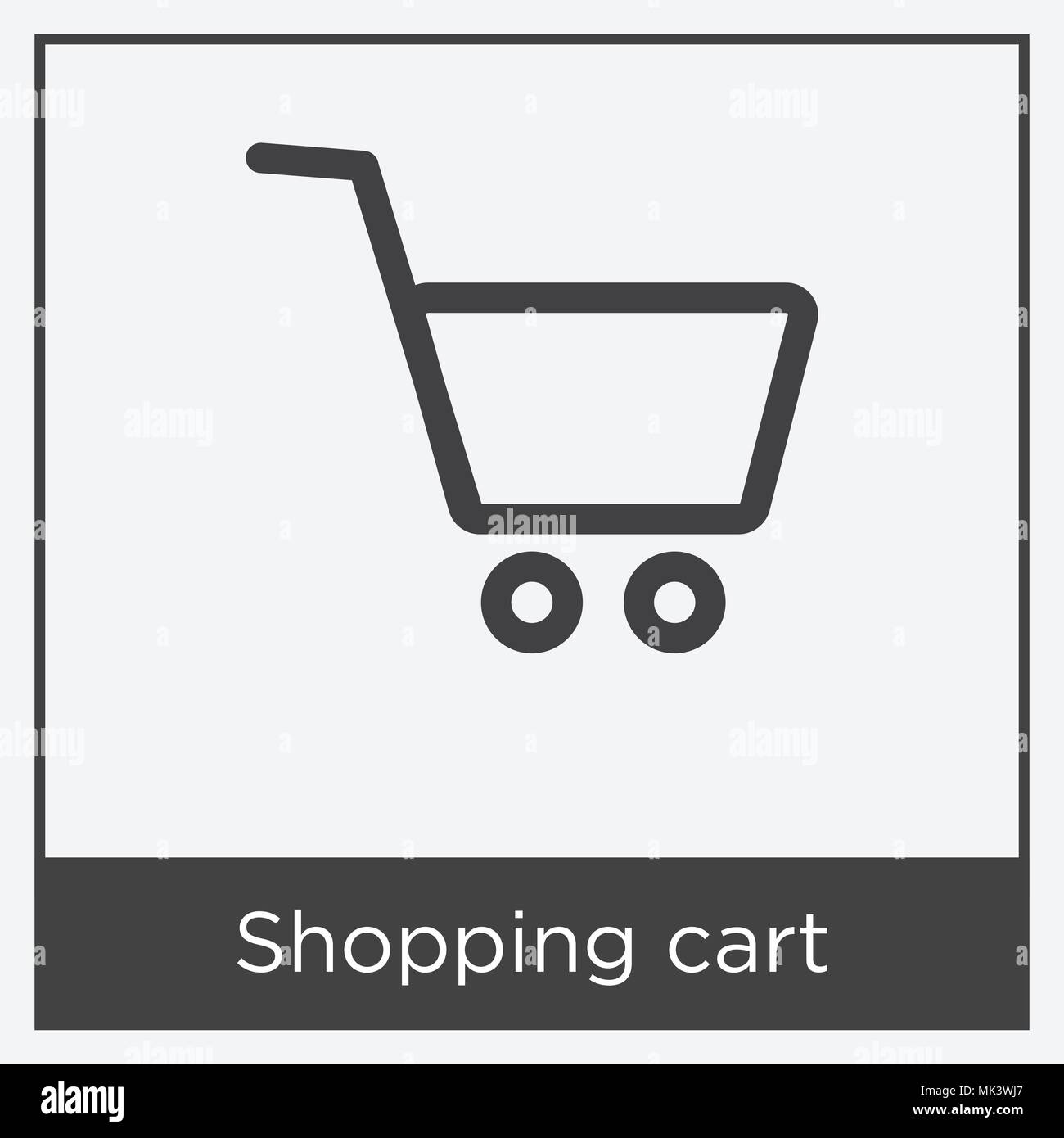 Shopping cart icon isolated on white background with gray frame, sign ...
