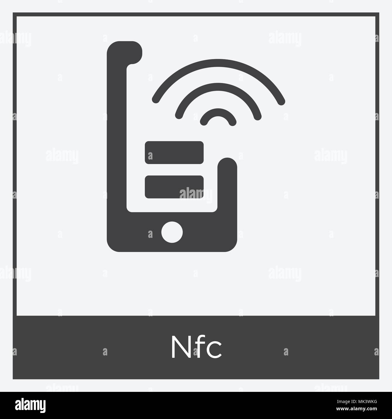 Nfc icon isolated on white background with gray frame, sign and symbol