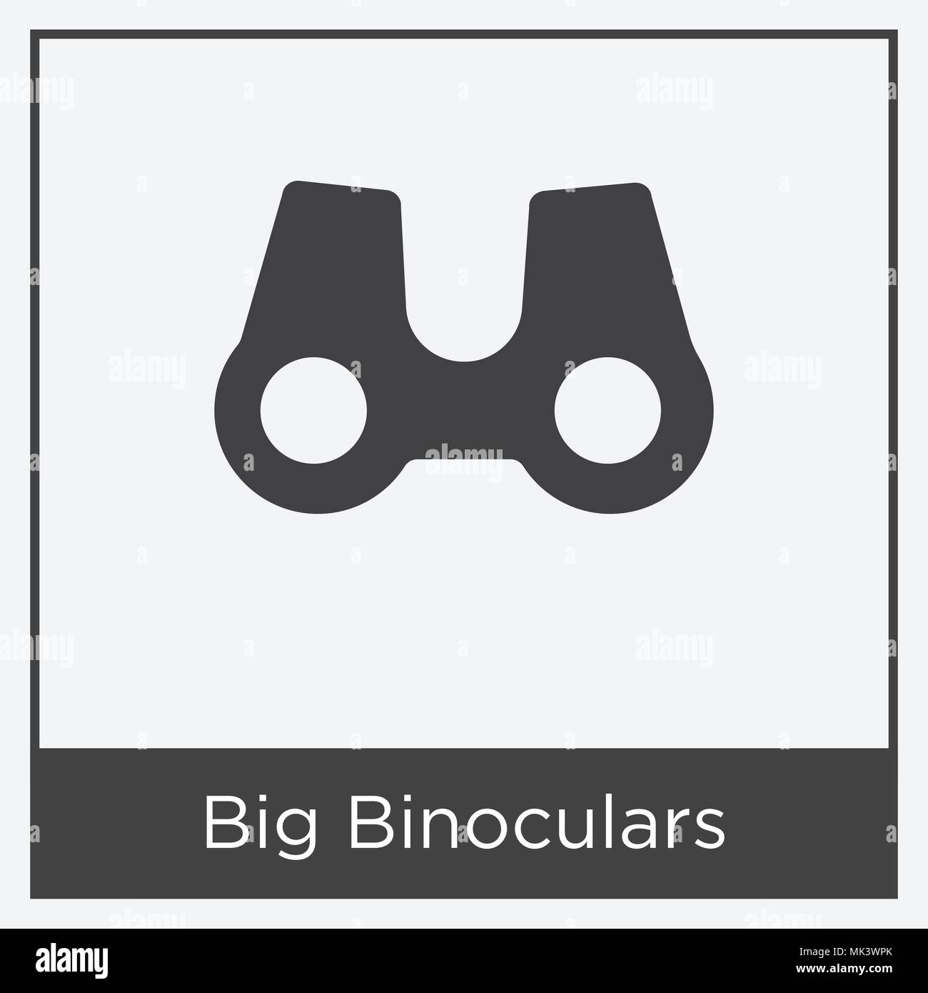 Big Binoculars icon isolated on white background with gray frame, sign and symbol Stock Vector