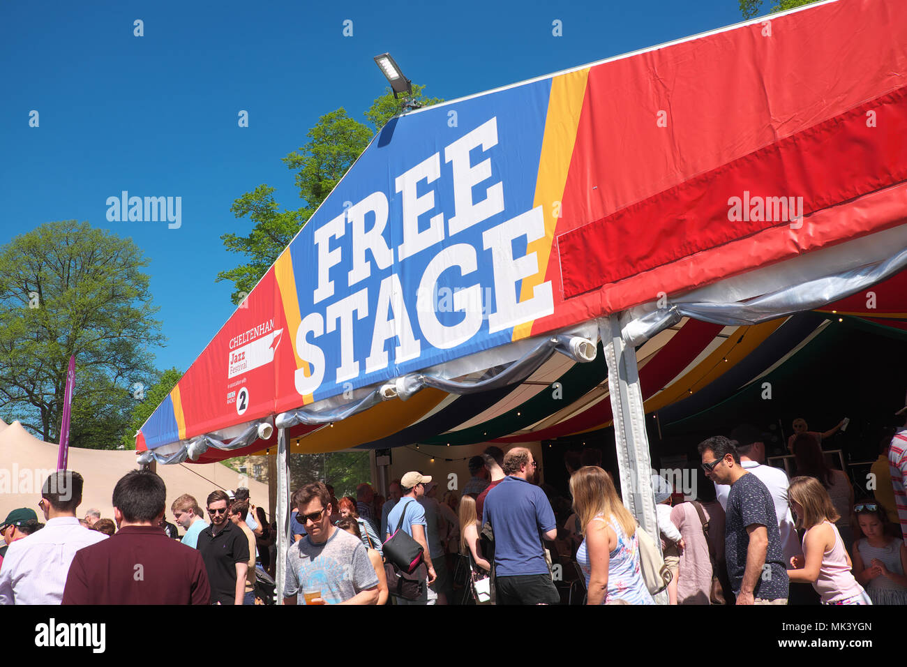 Cheltenham Jazz Festival the Free Stage in the Montpellier Gardens park