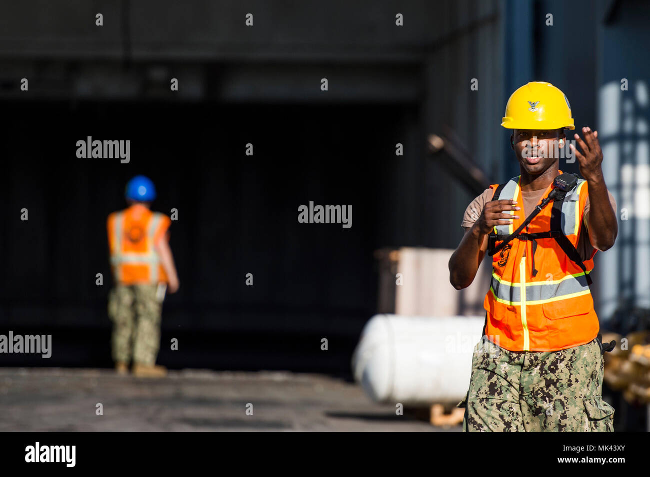 U.S. Navy Boatswain's mate Second Class Ozzie Anderson, assigned to the