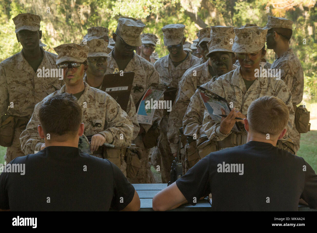 U.S. Marine Corps recruits with Oscar Company, 4th Battalion, Recruit ...