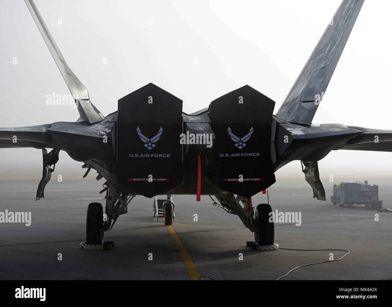 A U S Air Force F 22 Raptor From The 525th Fighter Squadron Joint Base Elmendorf Richardson Alaska Sits Parked On The Flightline At Tyndall Air Force Base Fla Nov 7 17 The 525th Fs