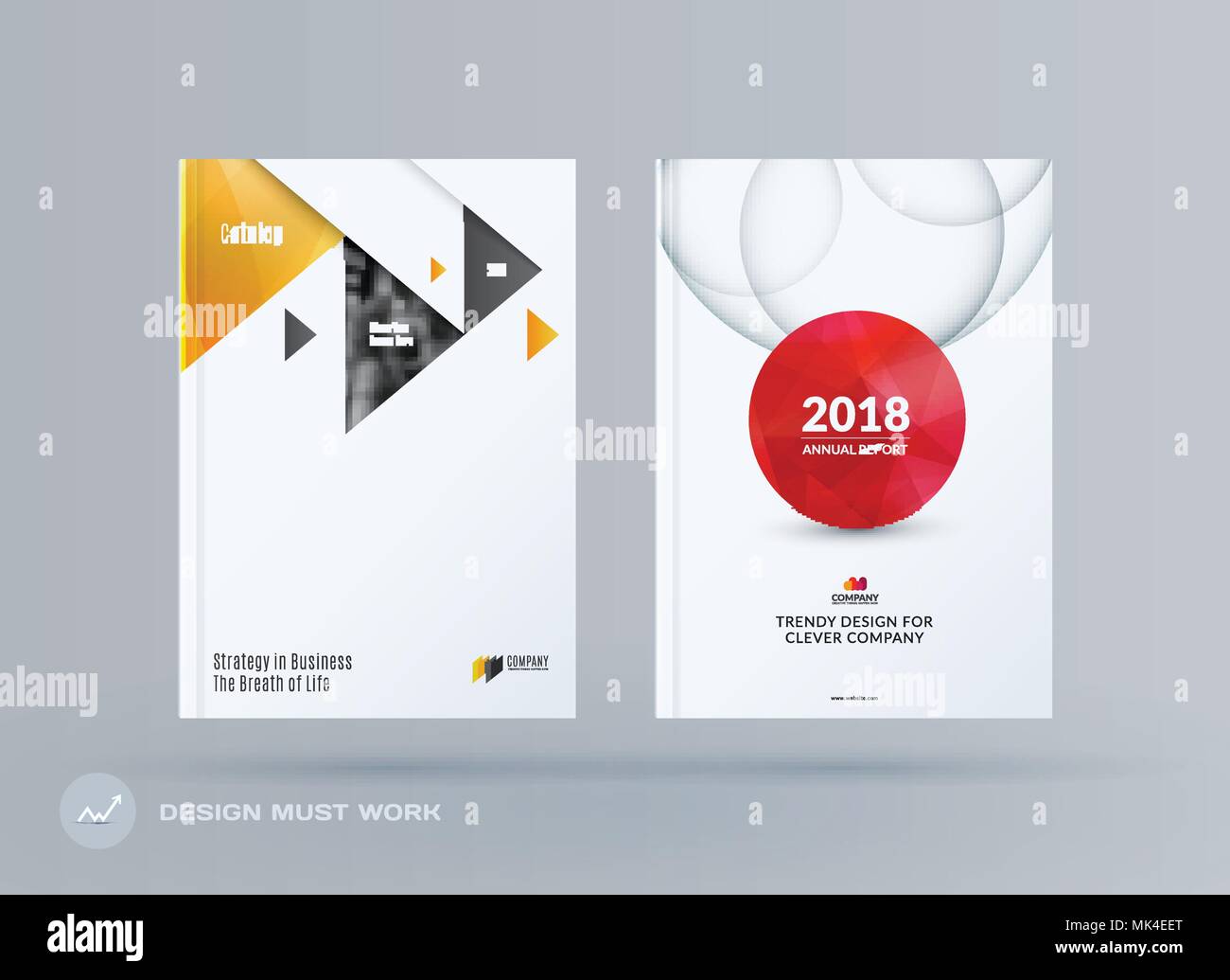 Brochure design triangular template. Colourful modern abstract set ...