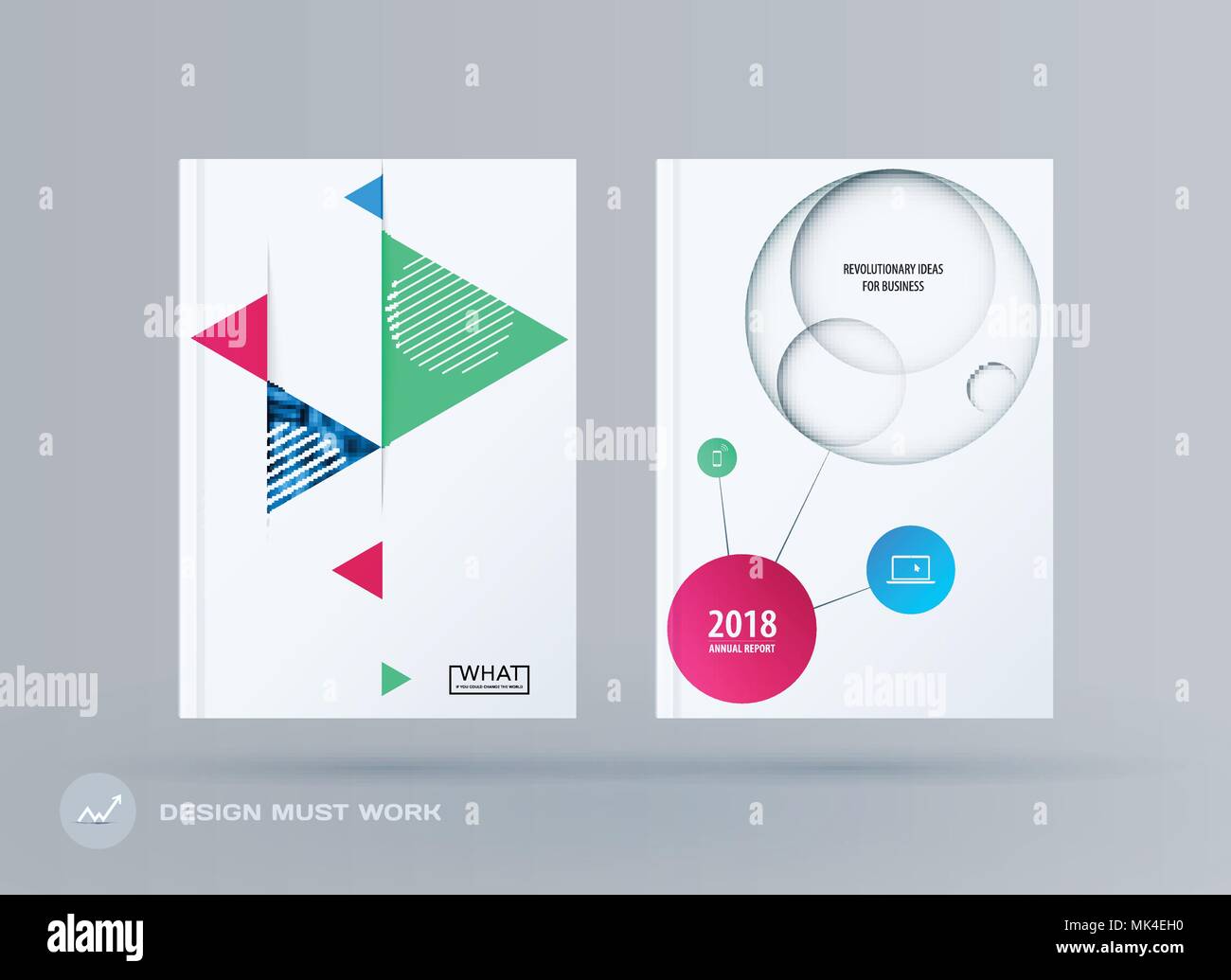 Brochure design triangular template. Colourful modern abstract set ...