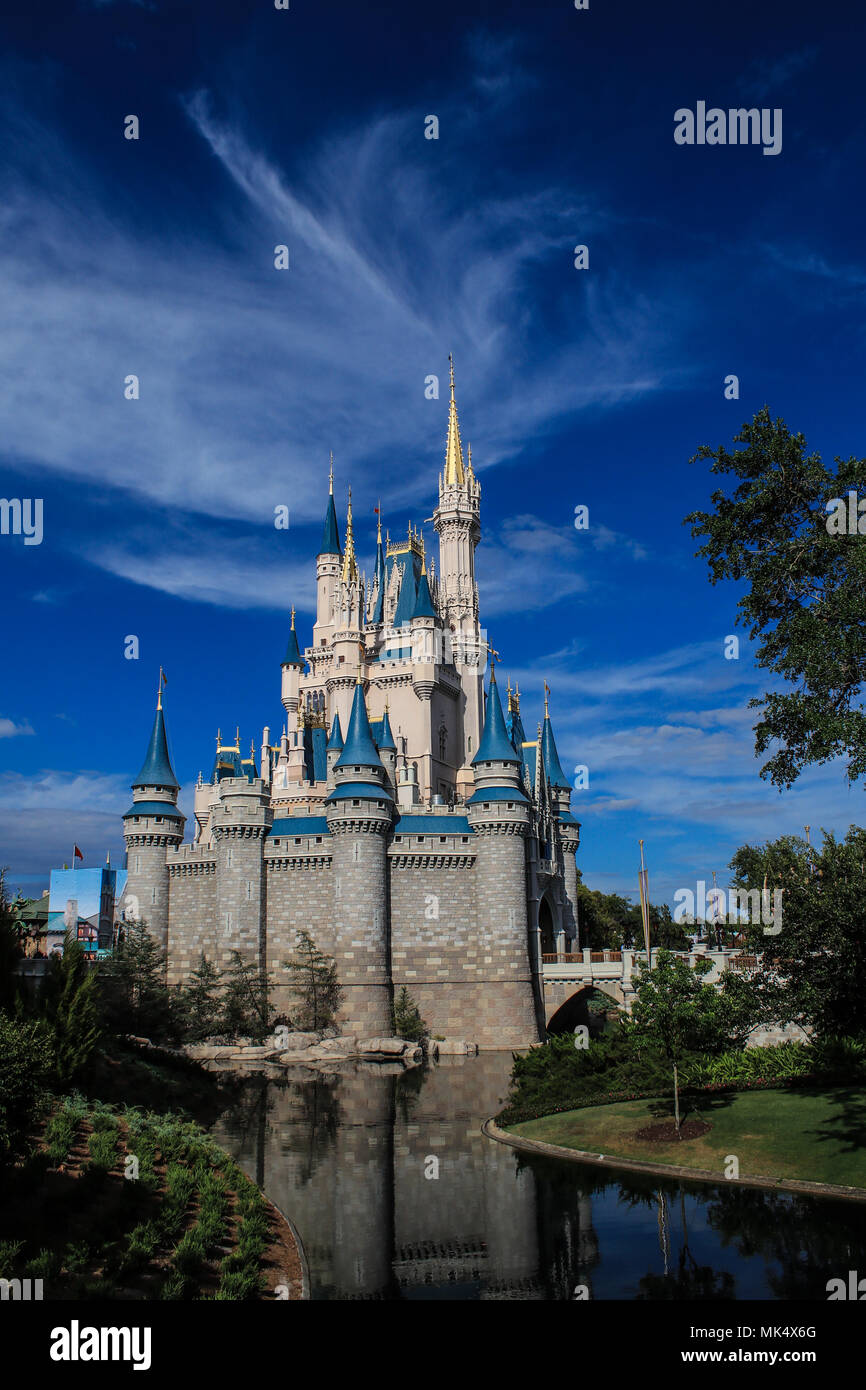 The iconic Cinderella Castle at  Magic Kingdom, Walt Disney World Resort, Orlando, Florida Stock Photo