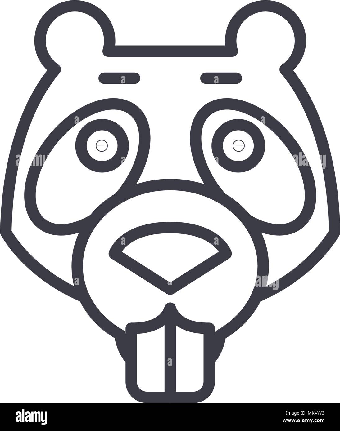 beaver vector line icon, sign, illustration on background, editable strokes Stock Vector