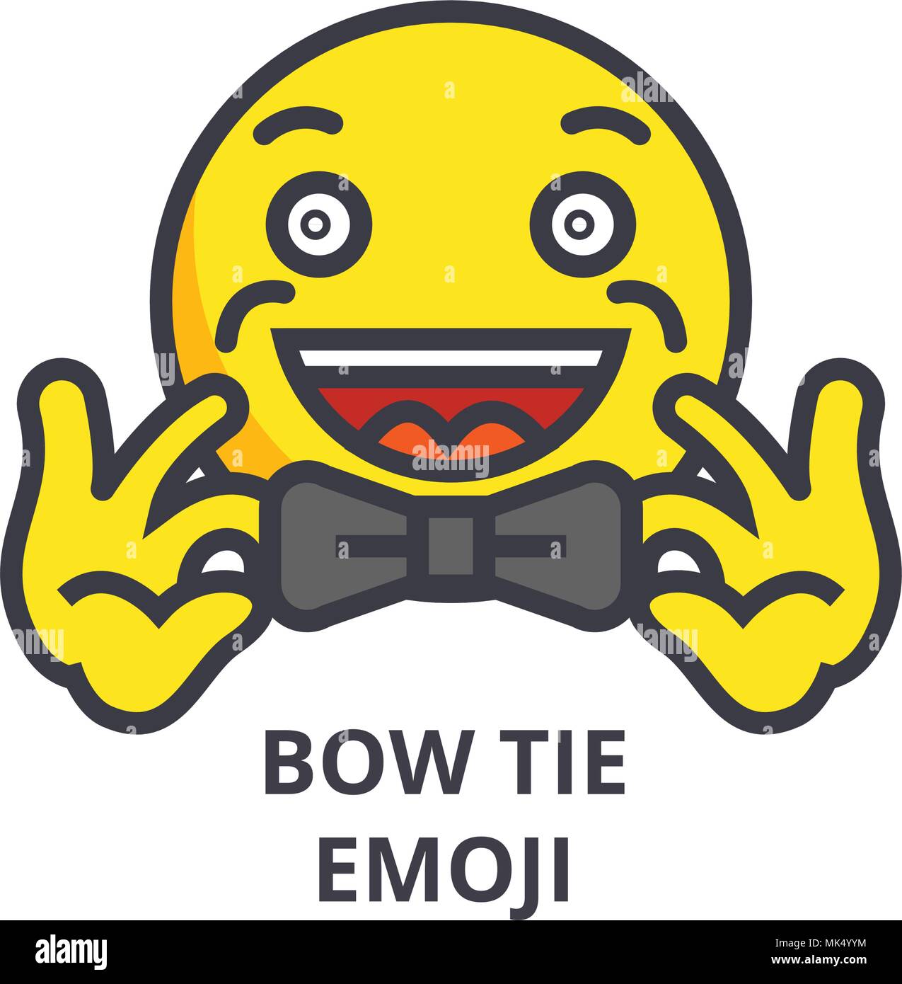 bow tie emoji vector line icon, sign, illustration on background