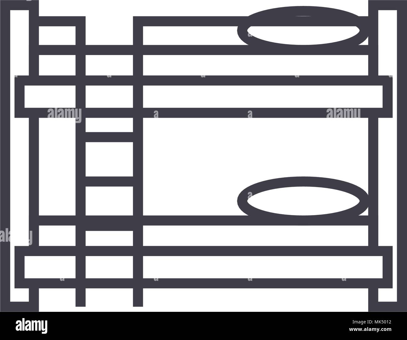 bunk bed vector line icon, sign, illustration on background, editable strokes Stock Vector