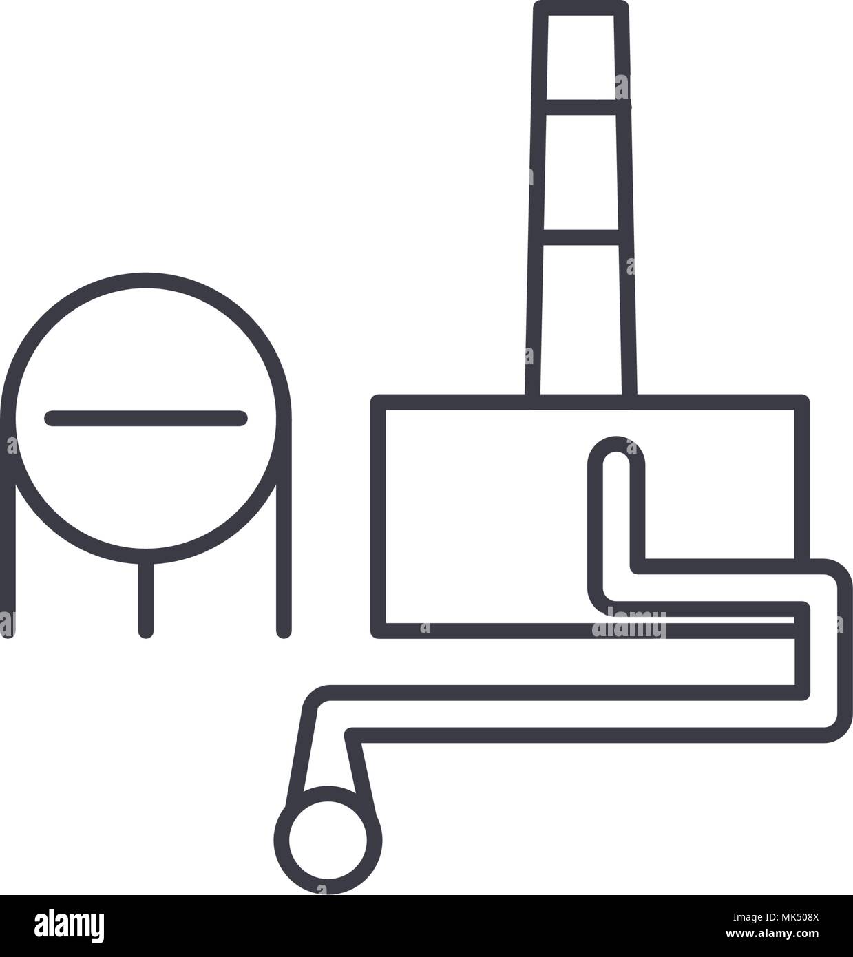 chemical plant vector line icon, sign, illustration on white background, editable strokes Stock Vector