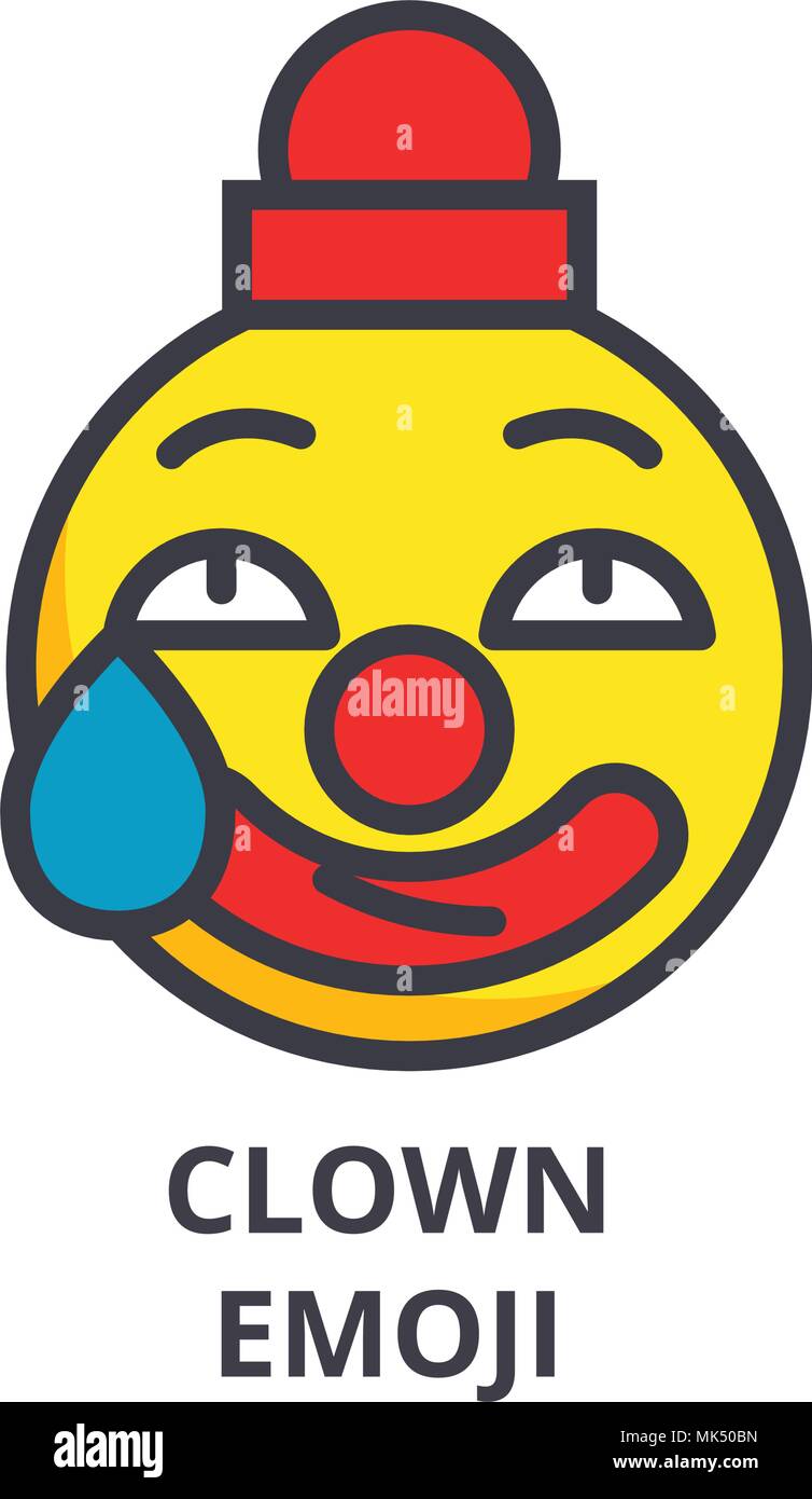 clown emoji vector line icon, sign, illustration on white background