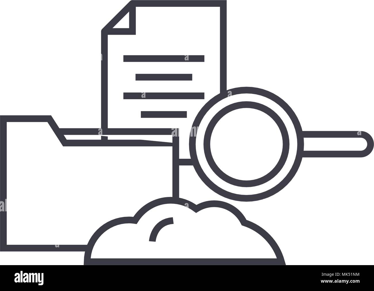 cloud hosting vector line icon, sign, illustration on background, editable strokes Stock Vector
