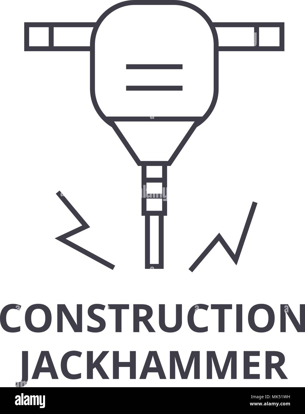 construction jackhammer vector line icon, sign, illustration on background, editable strokes Stock Vector