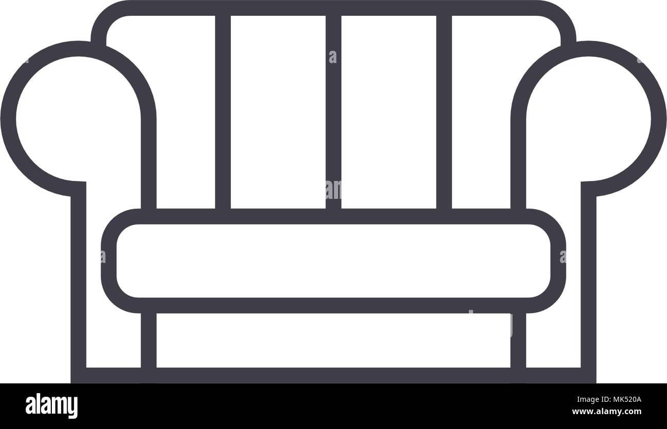 couch vector line icon, sign, illustration on background, editable strokes Stock Vector