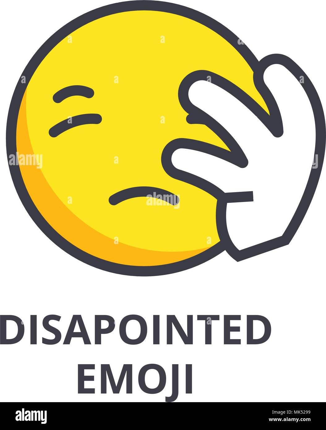 disapointed emoji vector line icon, sign, illustration on background ...