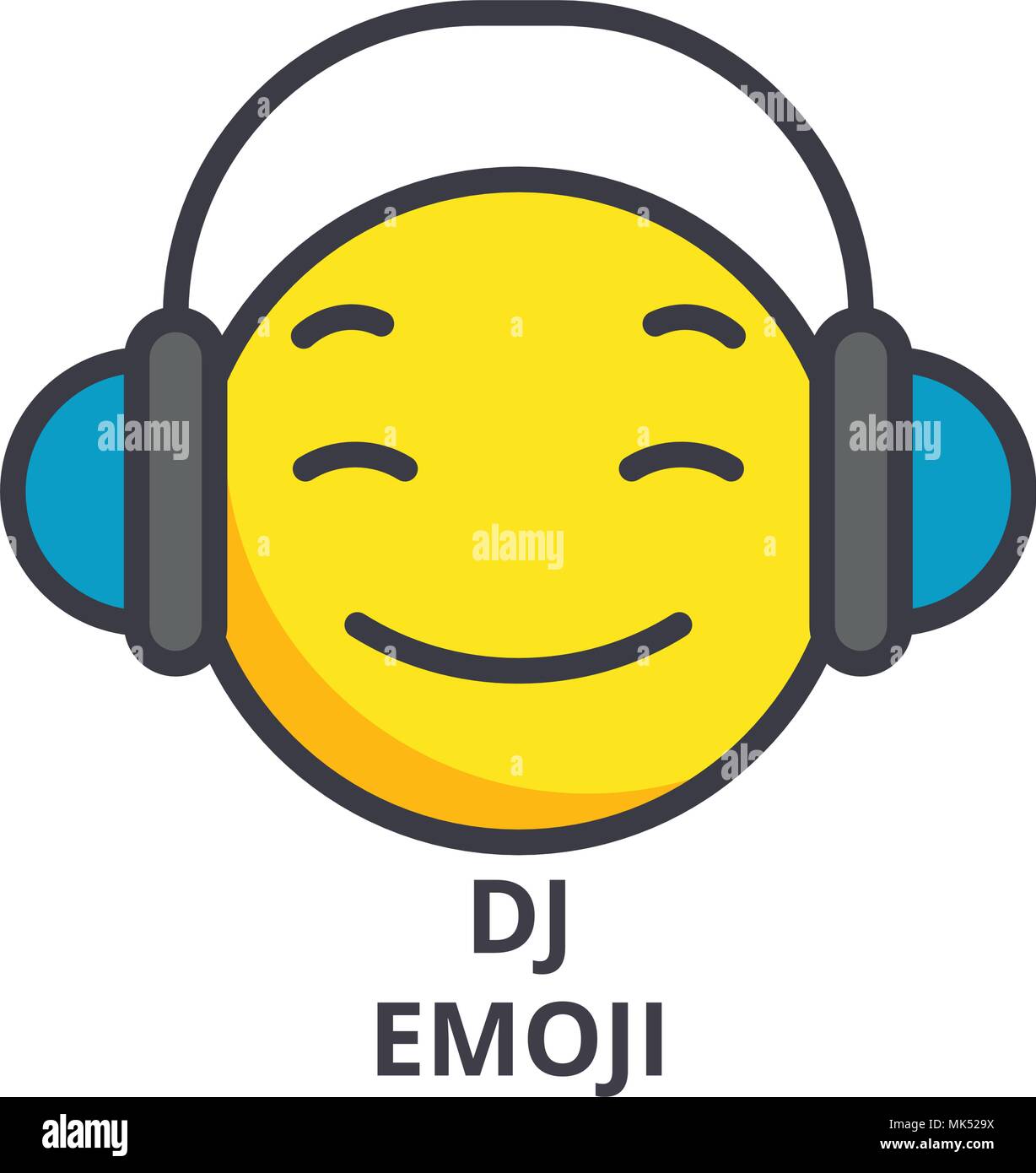 dj emoji vector line icon, sign, illustration on background, editable