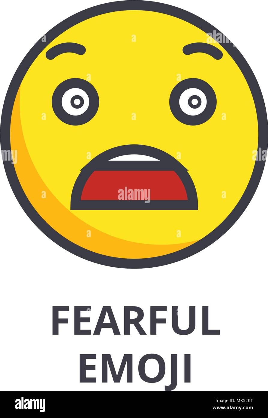 Fearful Emoji Vector Line Icon Sign Illustration On Background Editable Strokes Stock Vector Image Art Alamy