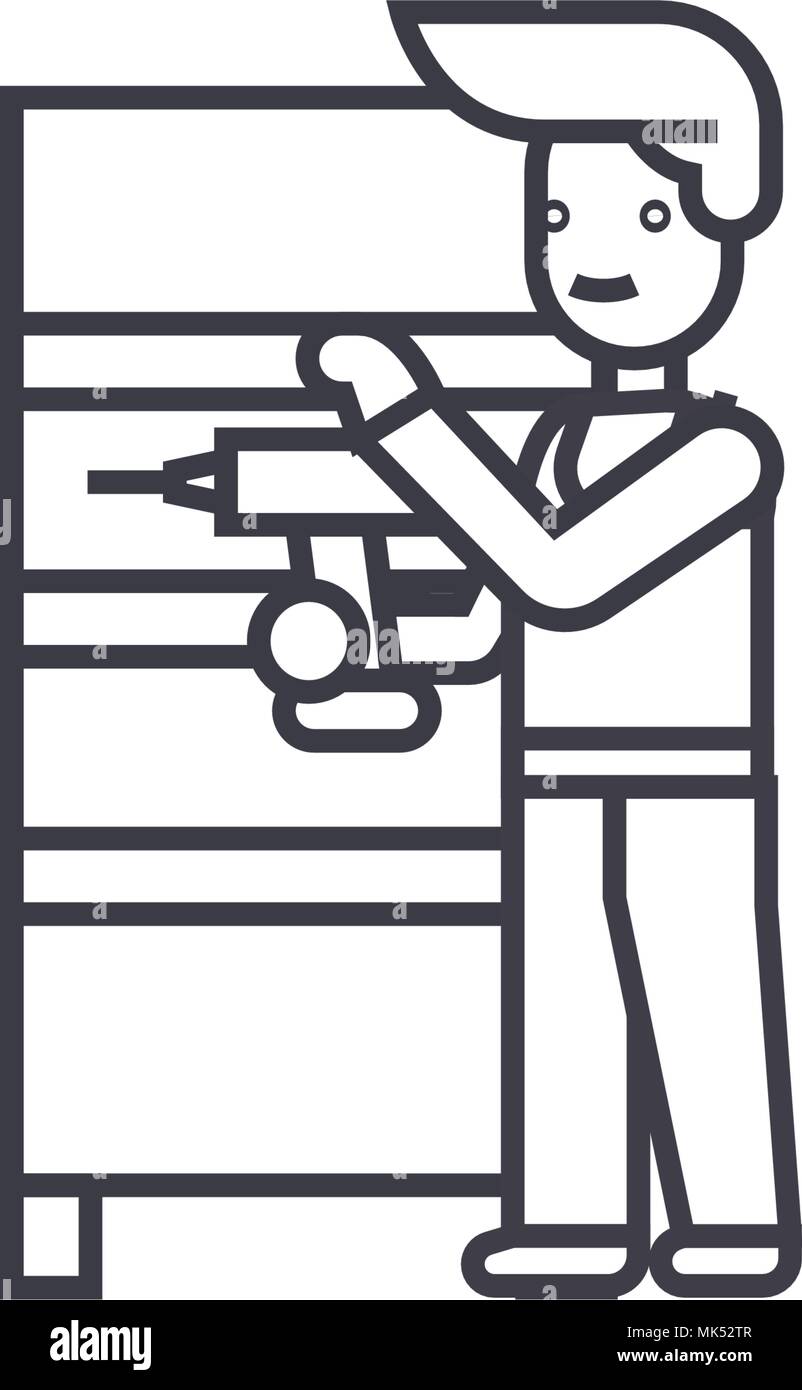 furniture assembly vector line icon, sign, illustration on background