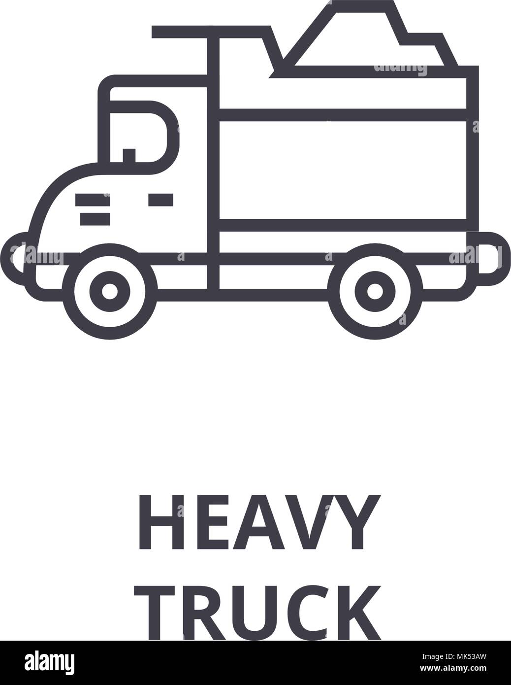heavy truck vector line icon, sign, illustration on background, editable strokes Stock Vector