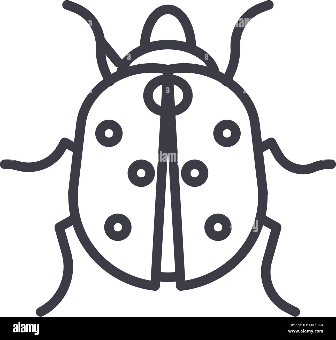 ladybug vector line icon, sign, illustration on background, editable strokes Stock Vector