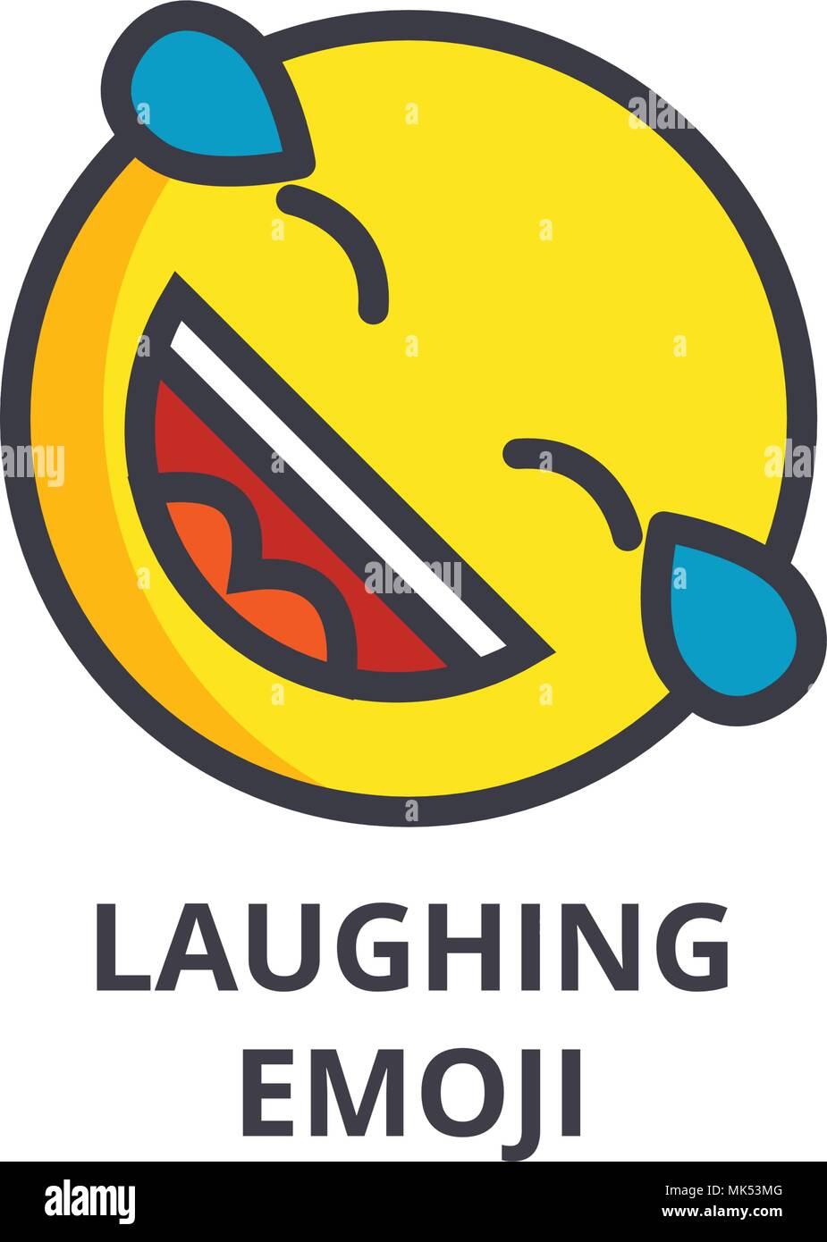 laughing cute emoji vector line icon, sign, illustration on background,  editable strokes Stock Vector Image & Art - Alamy
