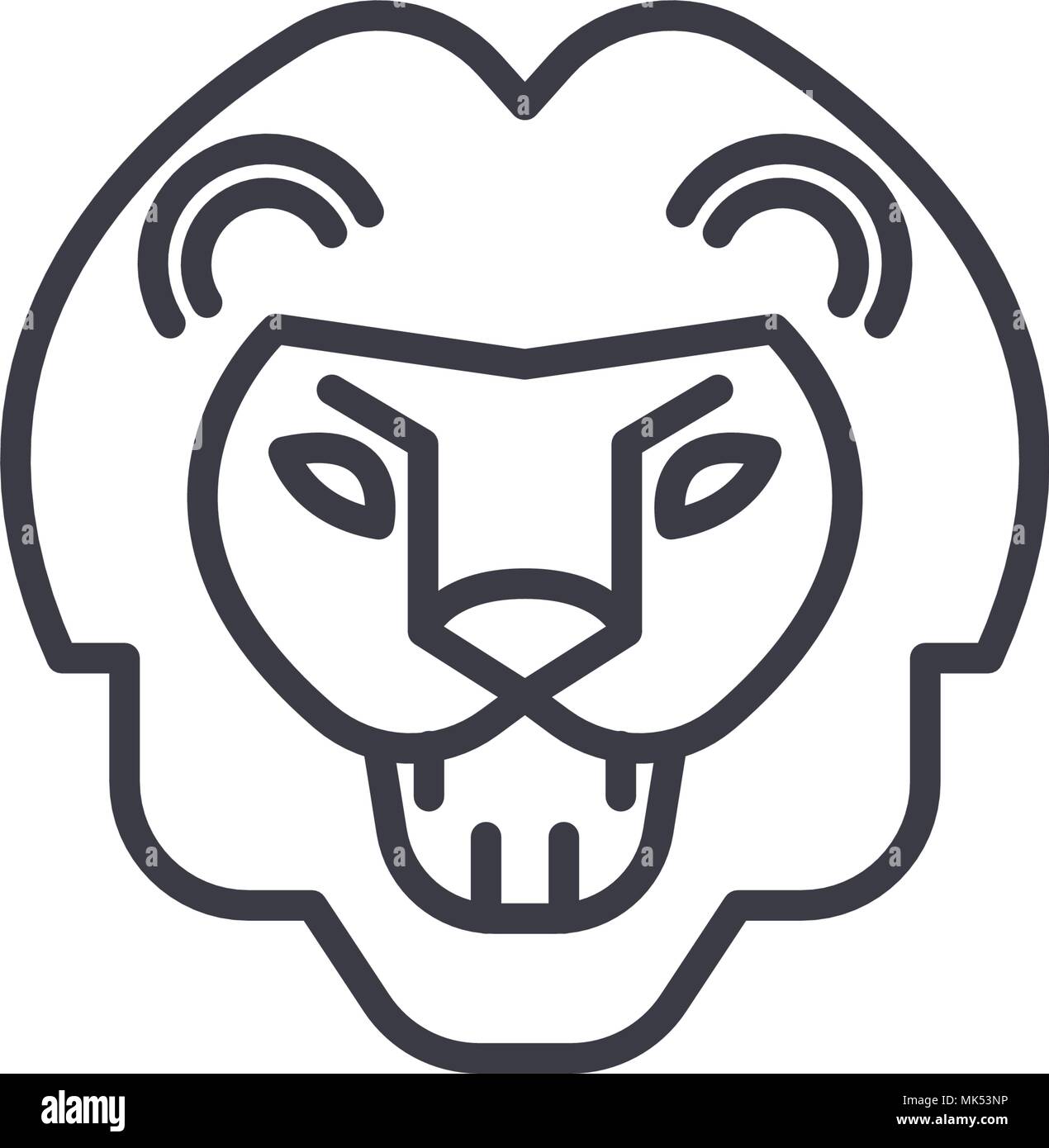 lion roar vector line icon, sign, illustration on background, editable ...