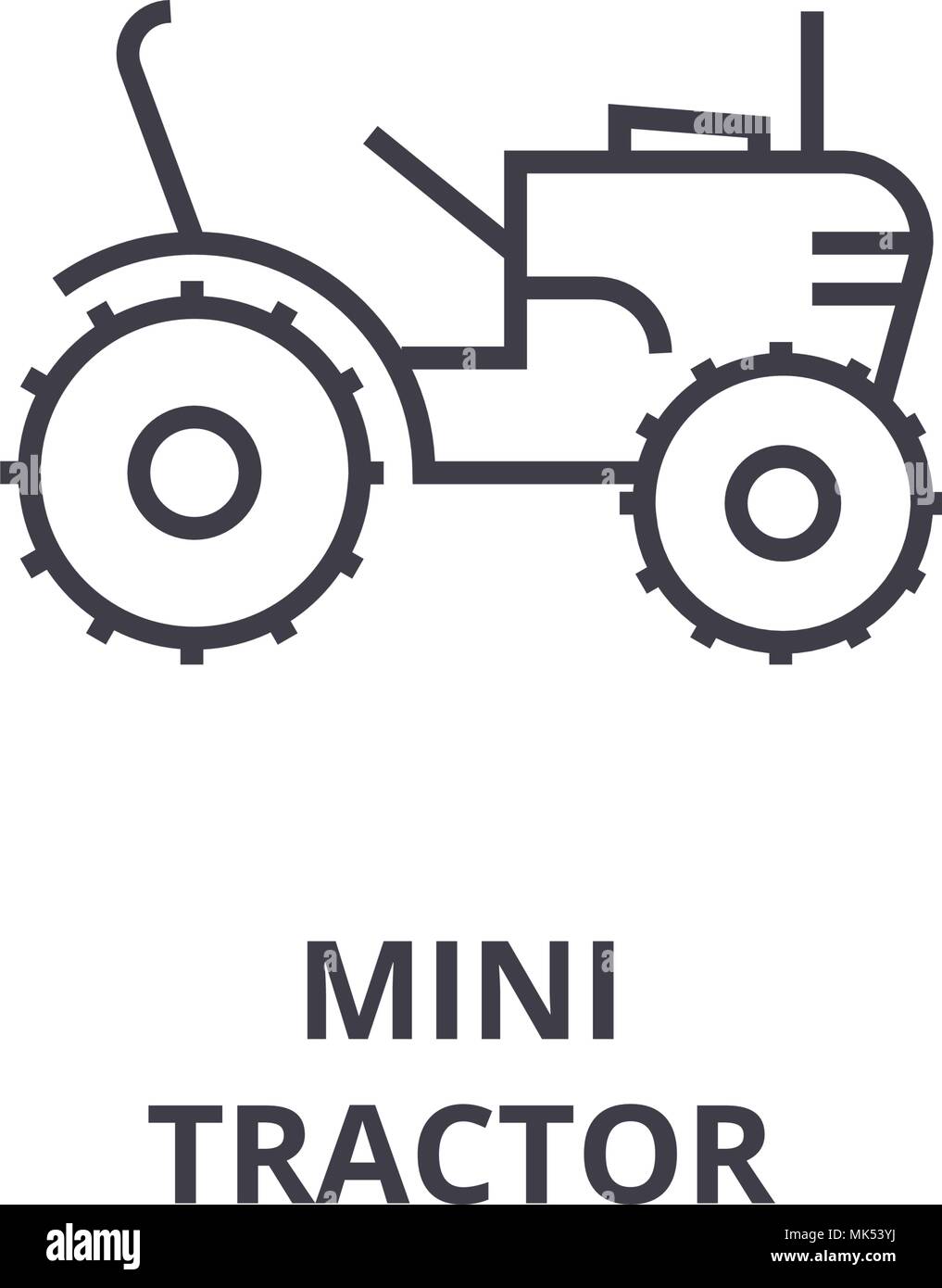 mini tractor vector line icon, sign, illustration on background, editable strokes Stock Vector