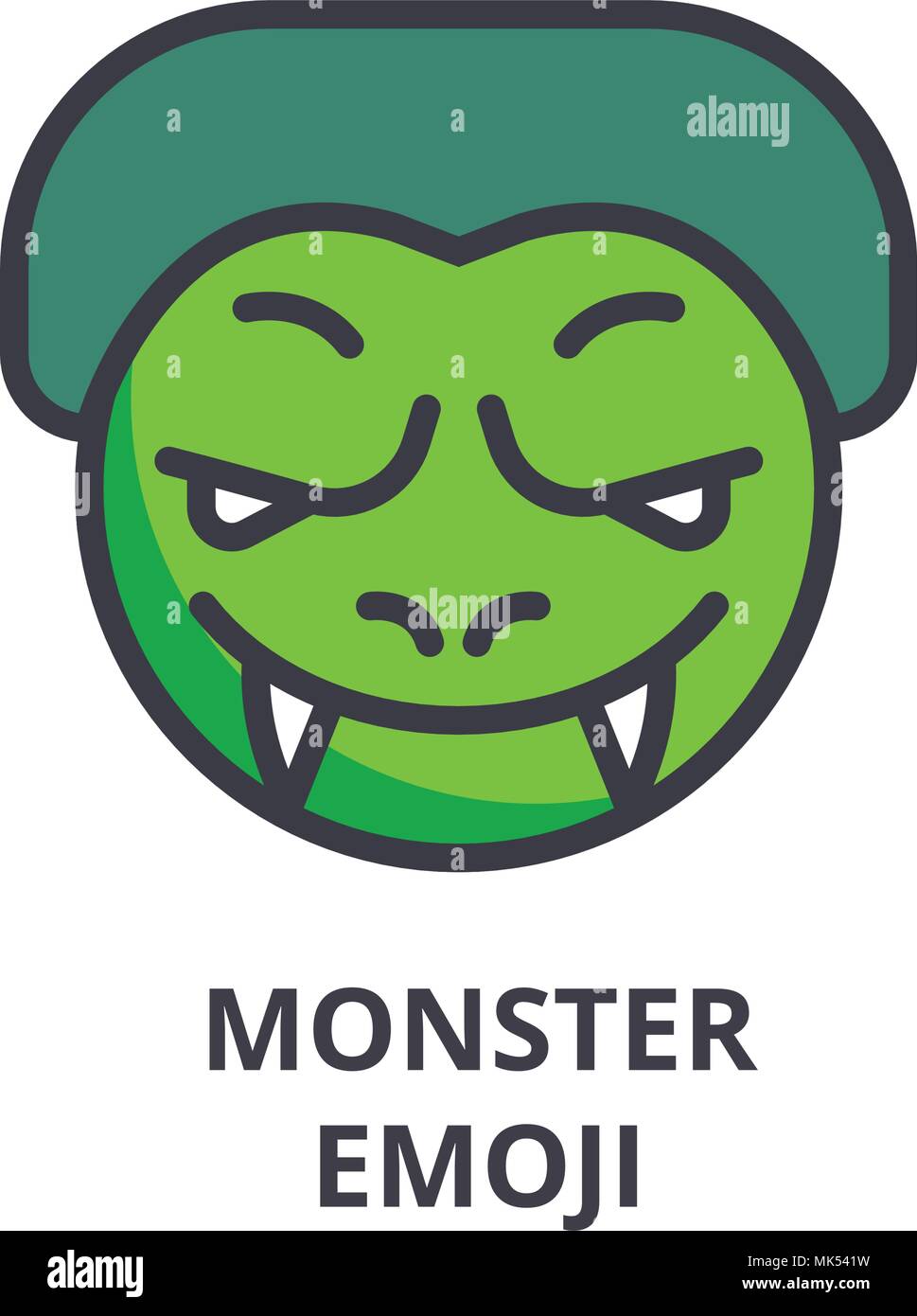 monster emoji vector line icon, sign, illustration on background