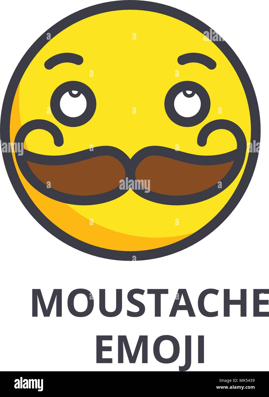 moustache emoji vector line icon, sign, illustration on background