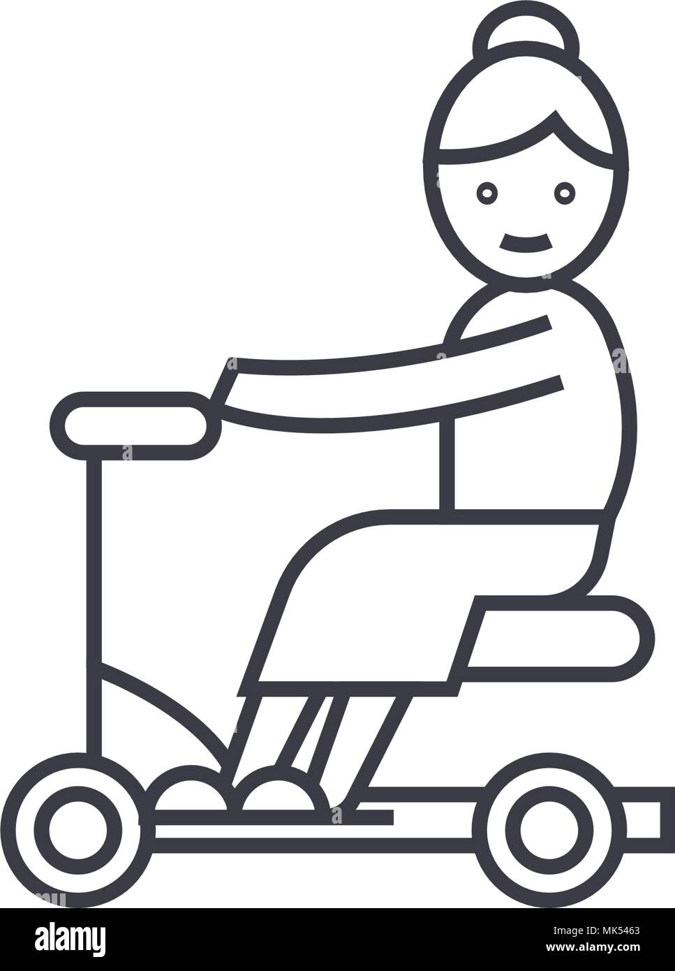 Download Old Woman On Scooter Vector Line Icon Sign Illustration On Background Editable Strokes Stock Vector Image Art Alamy