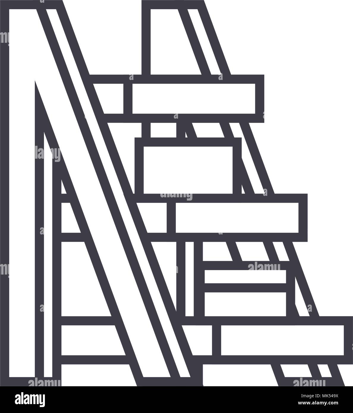 Wooden ladder with plants Stock Vector Images - Alamy