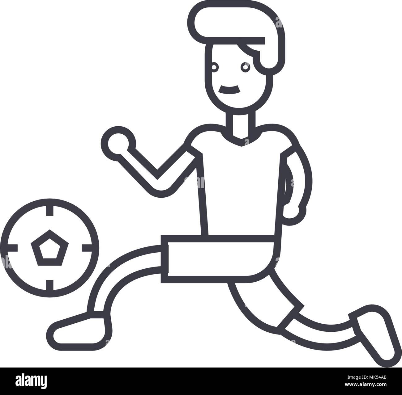 playing football vector line icon, sign, illustration on background
