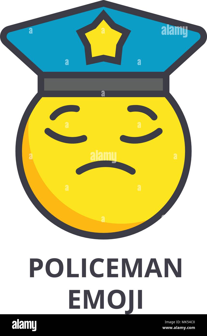 policeman emoji vector line icon, sign, illustration on background, editable strokes Stock Vector