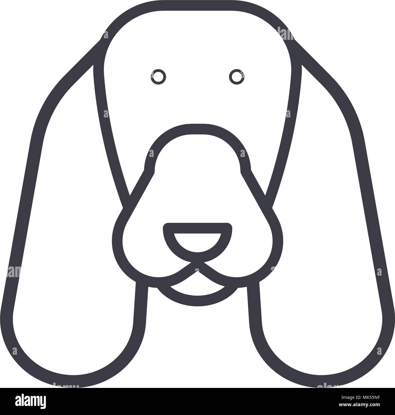spaniel vector line icon, sign, illustration on background, editable ...