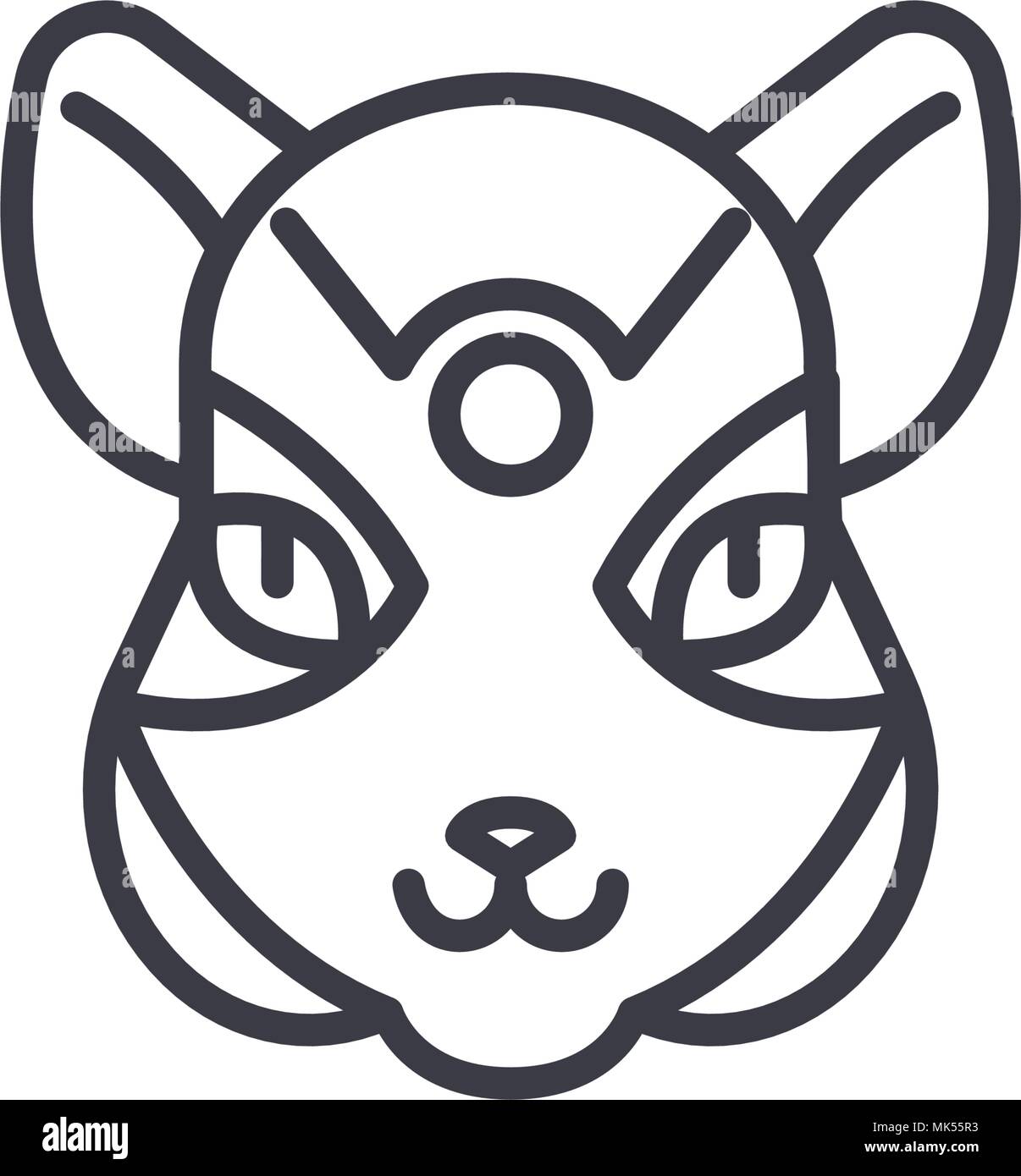 squirrel head vector line icon, sign, illustration on background, editable strokes Stock Vector