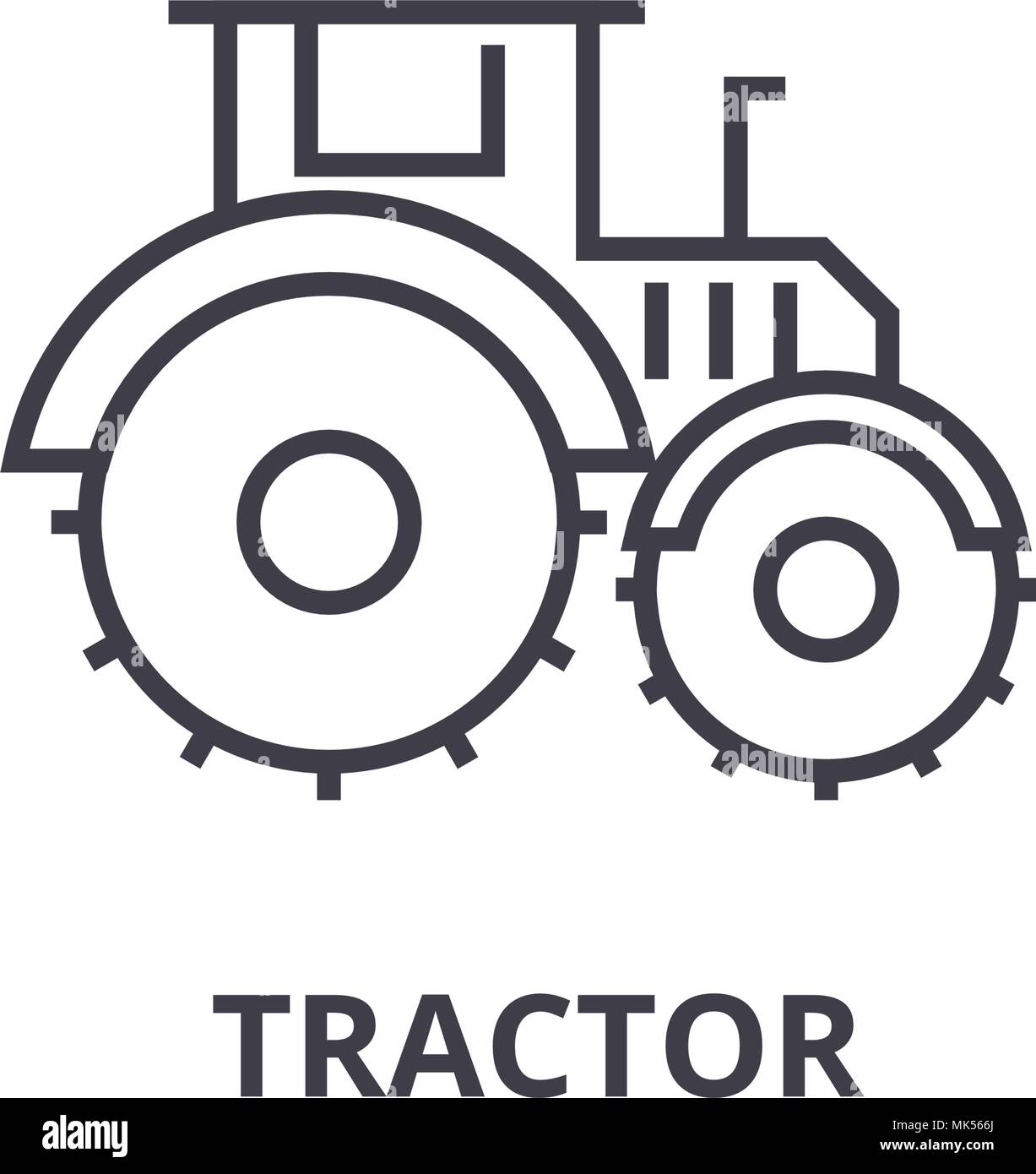 tractor vector line icon, sign, illustration on background, editable ...