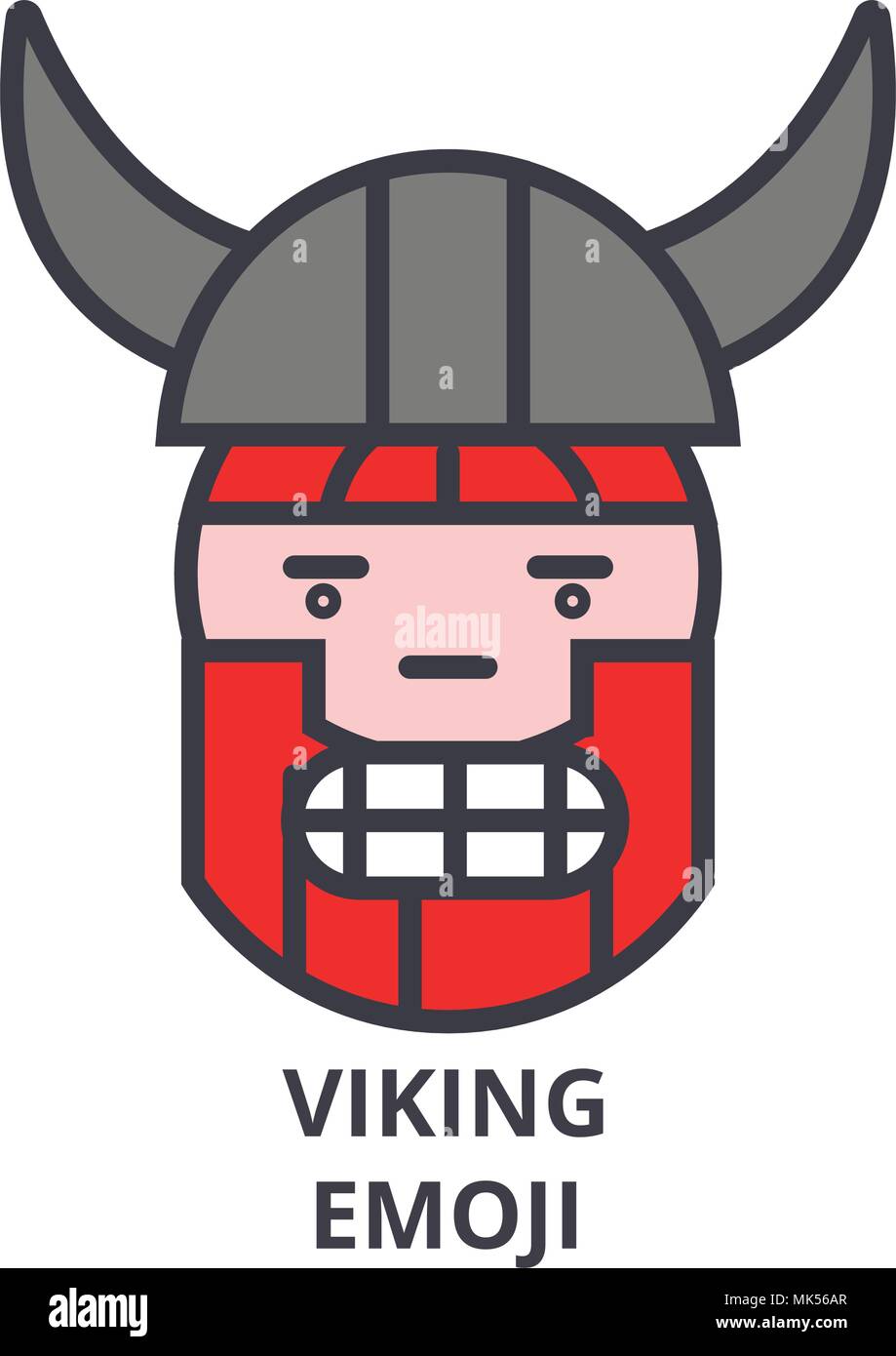 viking emoji vector line icon, sign, illustration on background