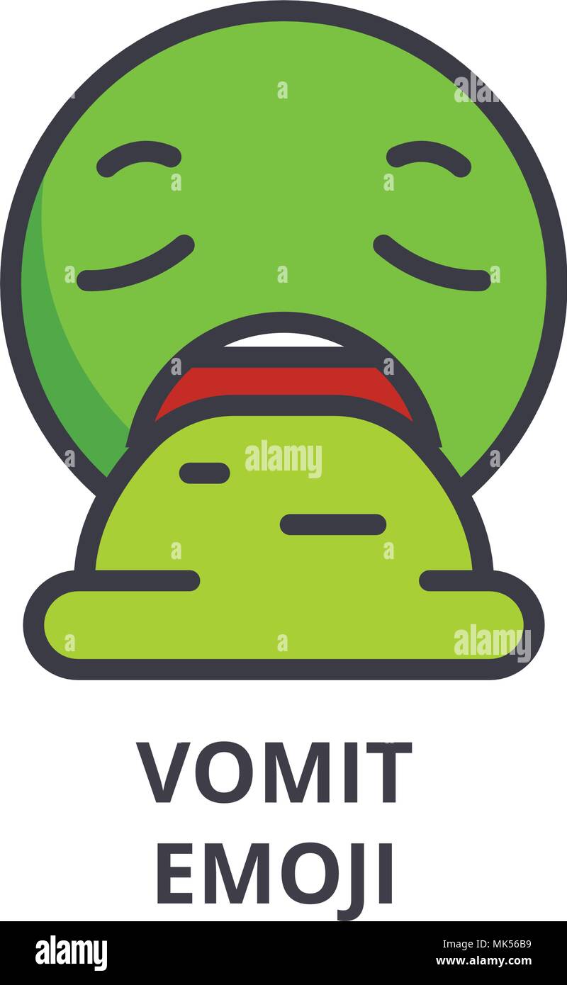 vomit emoji vector line icon, sign, illustration on background