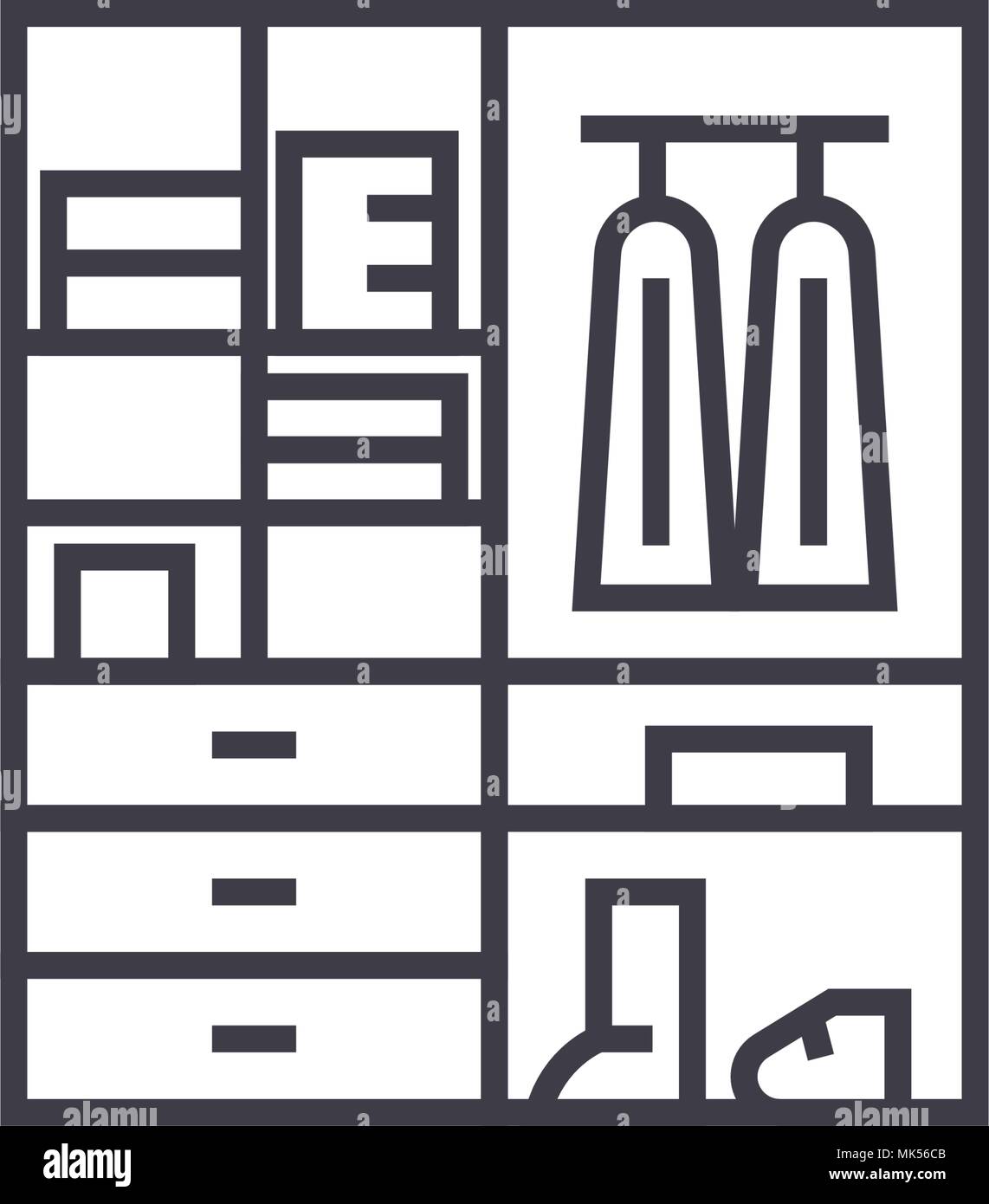 wardrobe vector line icon, sign, illustration on background, editable ...