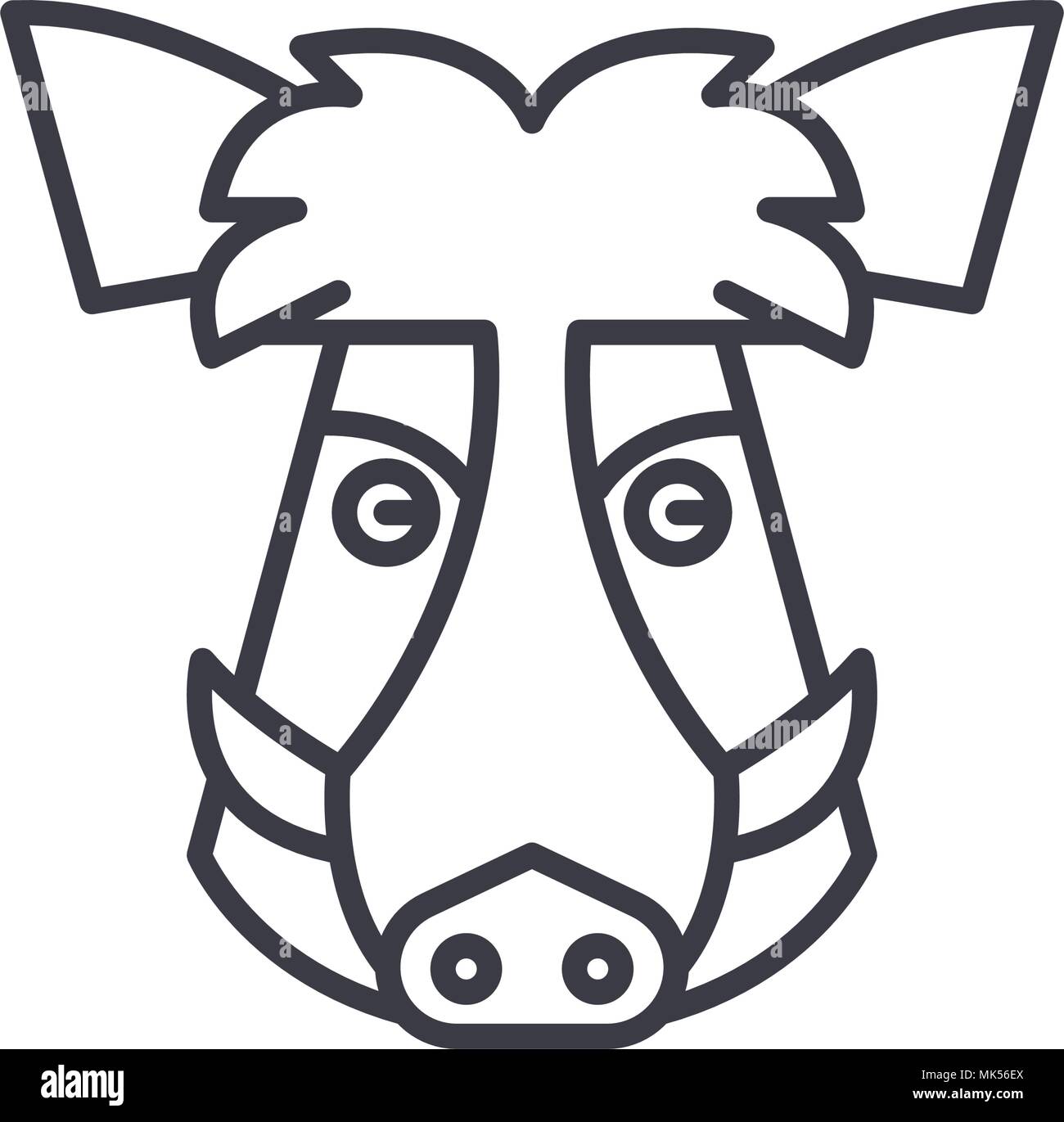 Wild Boar Head Vector Line Icon Sign Illustration On Background Editable Strokes Stock Vector Image Art Alamy