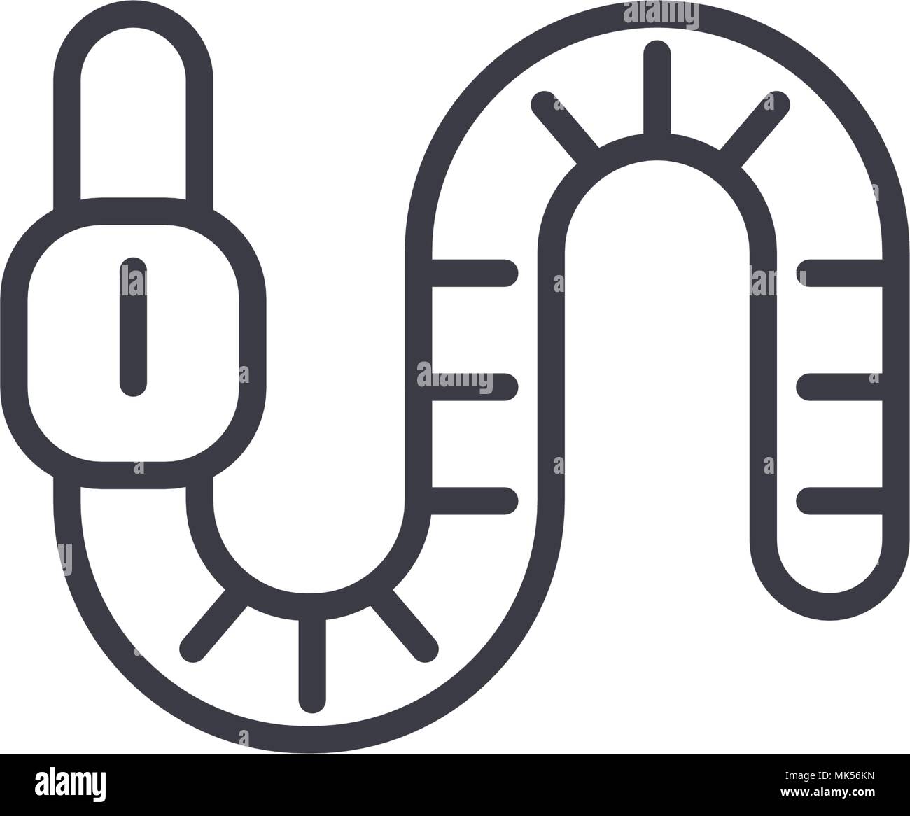 worm vector line icon, sign, illustration on background, editable strokes Stock Vector