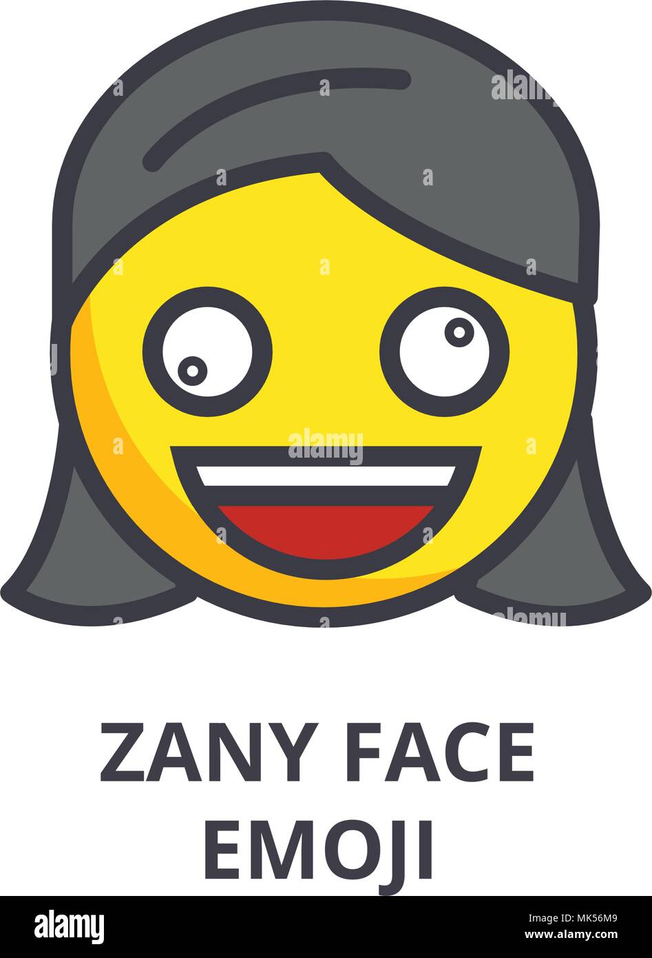 zany face emoji vector line icon, sign, illustration on background, editable strokes Stock Vector