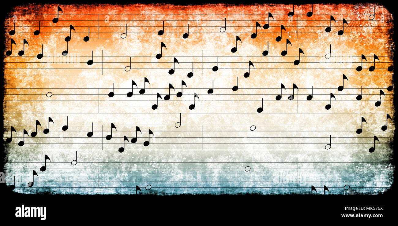 Music Notes Background with Abstract Musical Sheet Stock Photo - Alamy